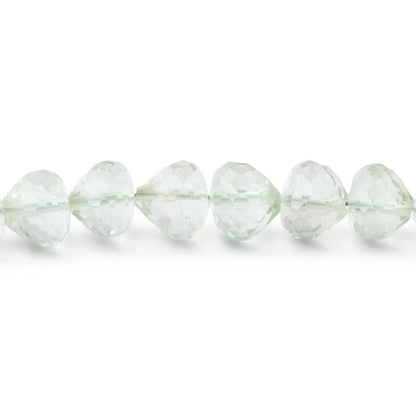 5.5-6.5mm Prasiolite Center Drill Faceted Candy Kiss 8 inch 33 Beads
