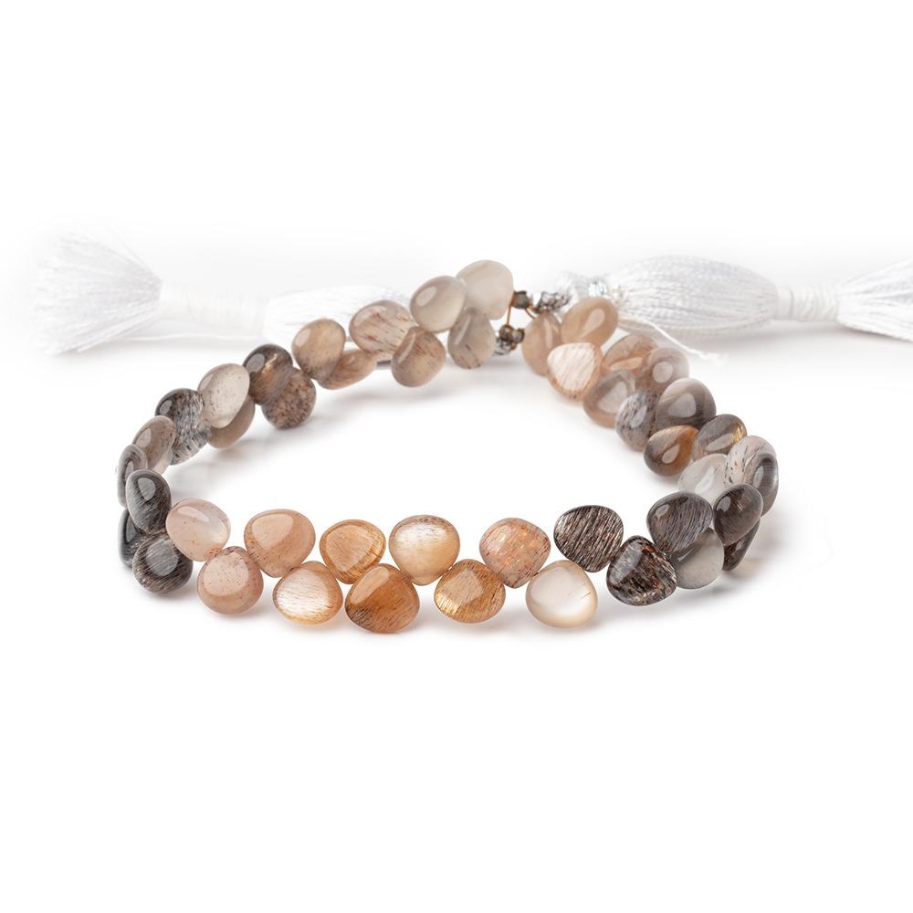 5.5-6.5mm Sunstone & Moonstone Plain Heart Beads 8.5 inch 50 pieces