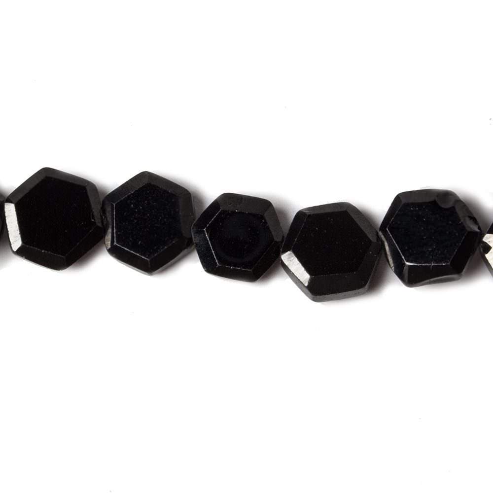 5.5-6mm Black Spinel bezel faceted hexagon beads 13 inch 50 pieces