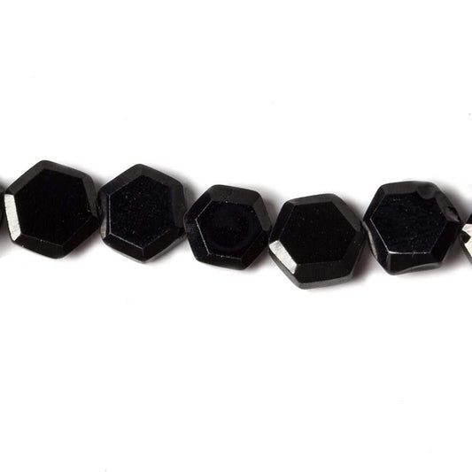 5.5-6mm Black Spinel bezel faceted hexagon beads 13 inch 50 pieces