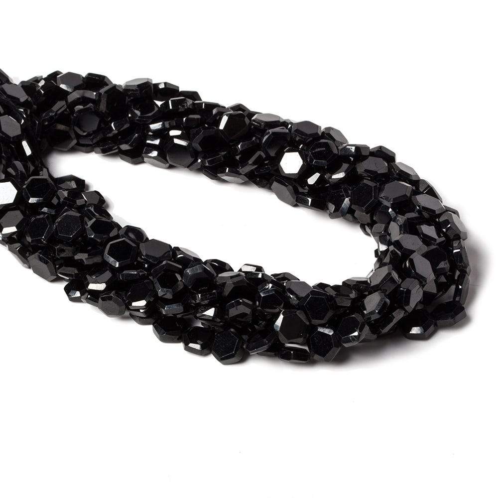 5.5-6mm Black Spinel bezel faceted hexagon beads 13 inch 50 pieces