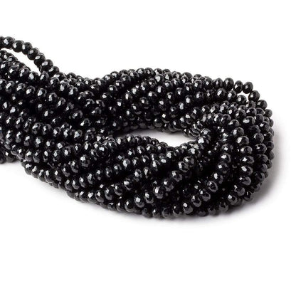 7mm Black Spinel faceted rondelle beads 14 inch 85 pieces AA
