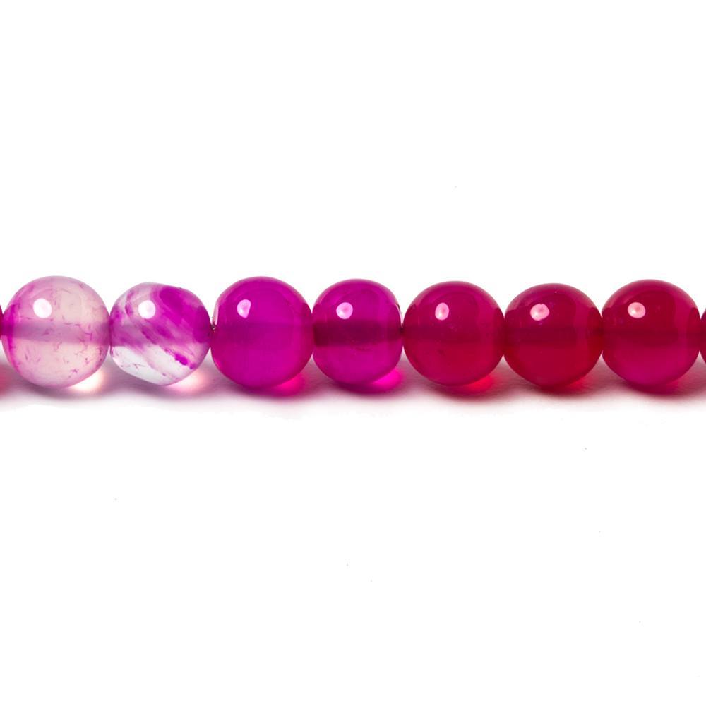 5.5-6mm Fuchsia Hot Pink Chalcedony Plain Round Beads 8 inch 38 pieces