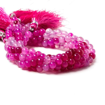 5.5-6mm Fuchsia Hot Pink Chalcedony Plain Round Beads 8 inch 38 pieces