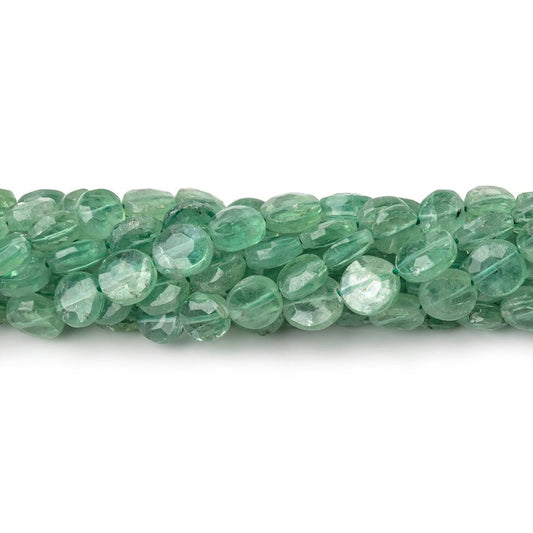 5.5-6mm Green Kyanite Faceted Coin Beads 14 inch 54 pieces
