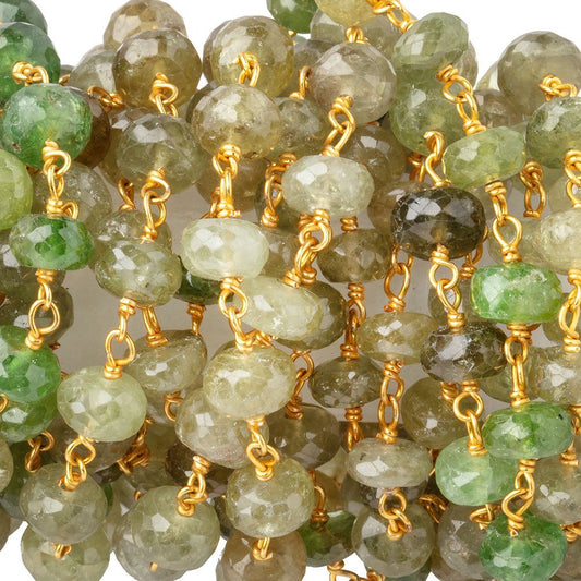 5.5-6mm Grossular Garnet Faceted Rondelles on Vermeil Chain with 34 beads per foot