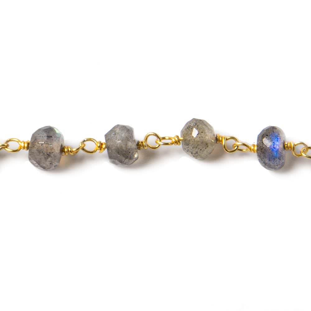 5.5-6mm Labradorite Faceted Rondelles on Vermeil Chain by the foot