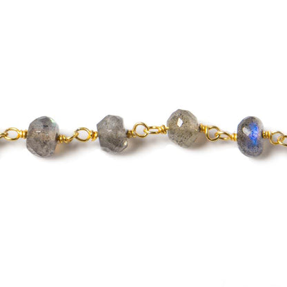 5.5-6mm Labradorite Faceted Rondelles on Vermeil Chain by the foot