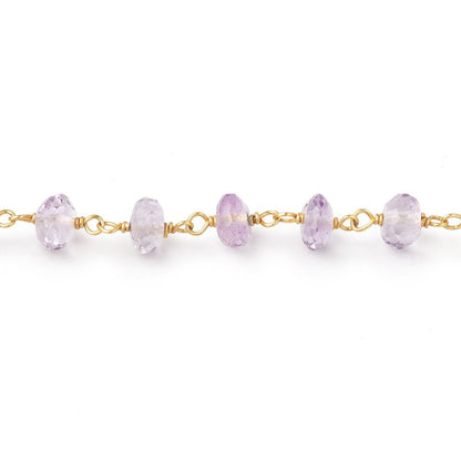 5.5-6mm Pink Amethyst Faceted Rondelle Beads on Vermeil Chain