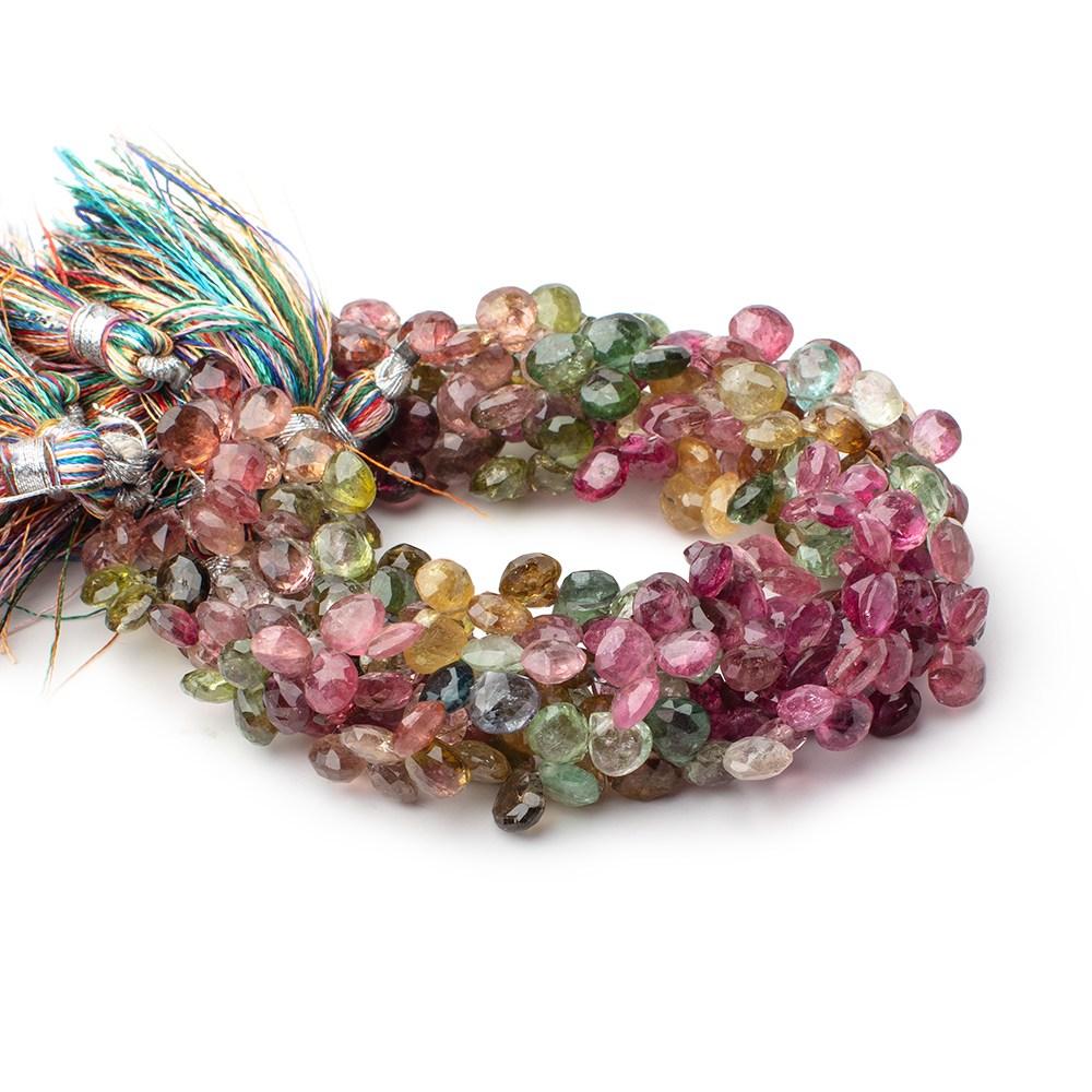 5.5-6mm Tourmaline Faceted Heart Beads 7 inch 54 pieces