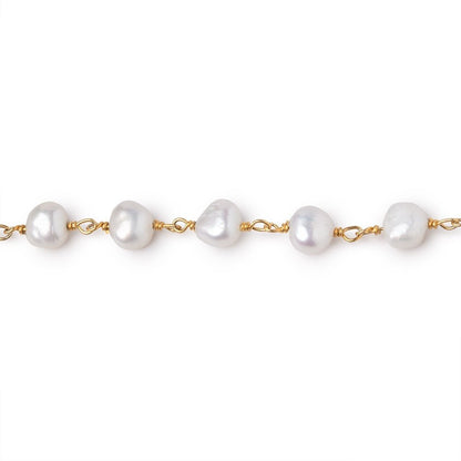 5.5-6mm White Baroque Pearls on Vermeil Chain