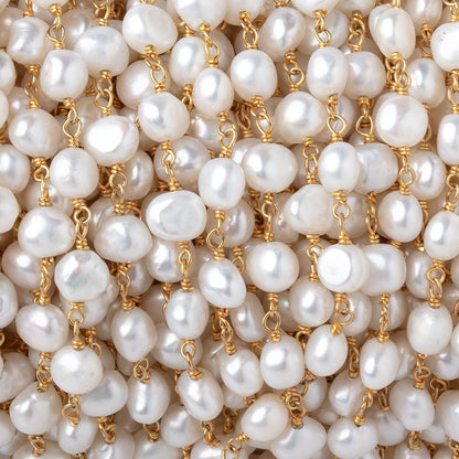 5.5-6mm White Baroque Pearls on Vermeil Chain