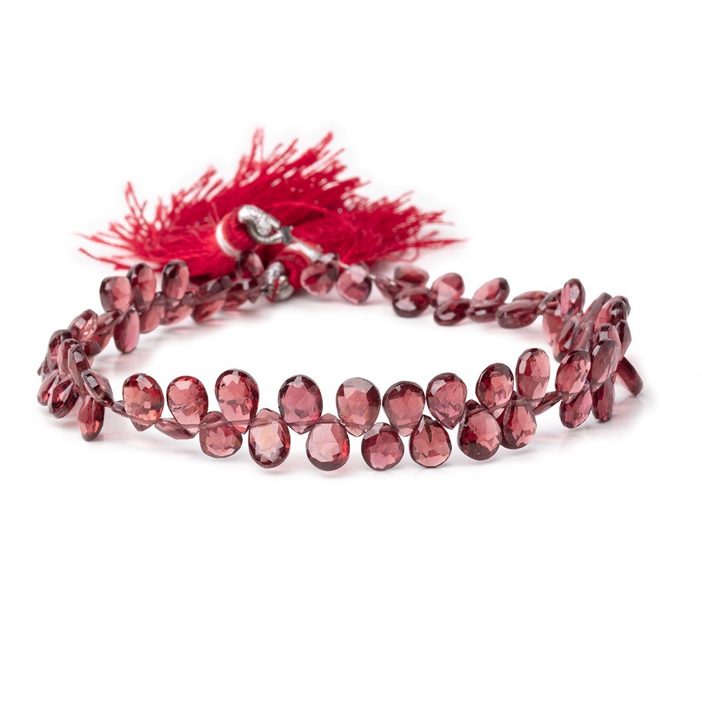 5.5-7.5mm Mozambique Garnet Faceted Pear Beads 8.5 inch 72 pieces