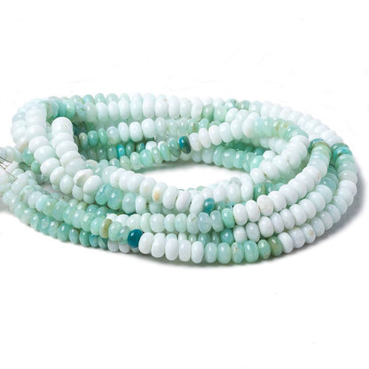 5.5-7mm Mint Blue Peruvian Opal plain rondelle beads 18 inch 128 pieces AA
