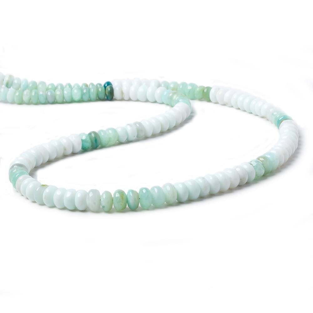 5.5-7mm Mint Blue Peruvian Opal plain rondelle beads 18 inch 128 pieces AA