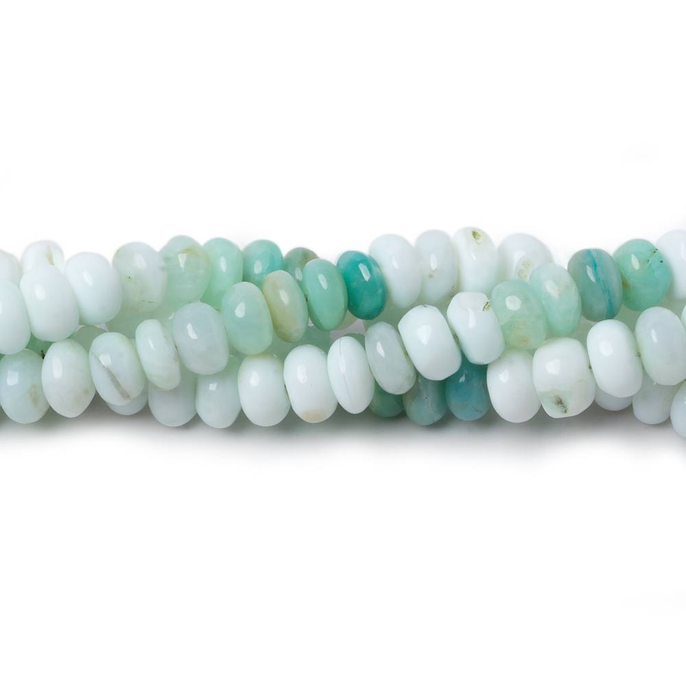 5.5-7mm Mint Blue Peruvian Opal plain rondelle beads 18 inch 128 pieces AA