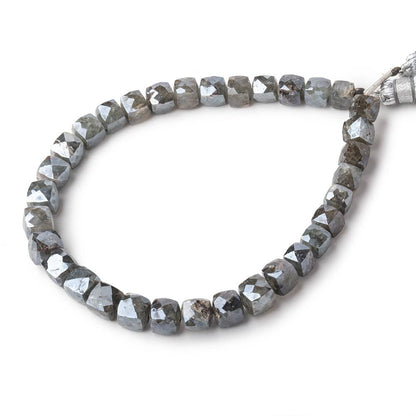 5.5-7mm Mystic Moss Aquamarine Faceted Cube Beads 8.5 inch 33 pieces