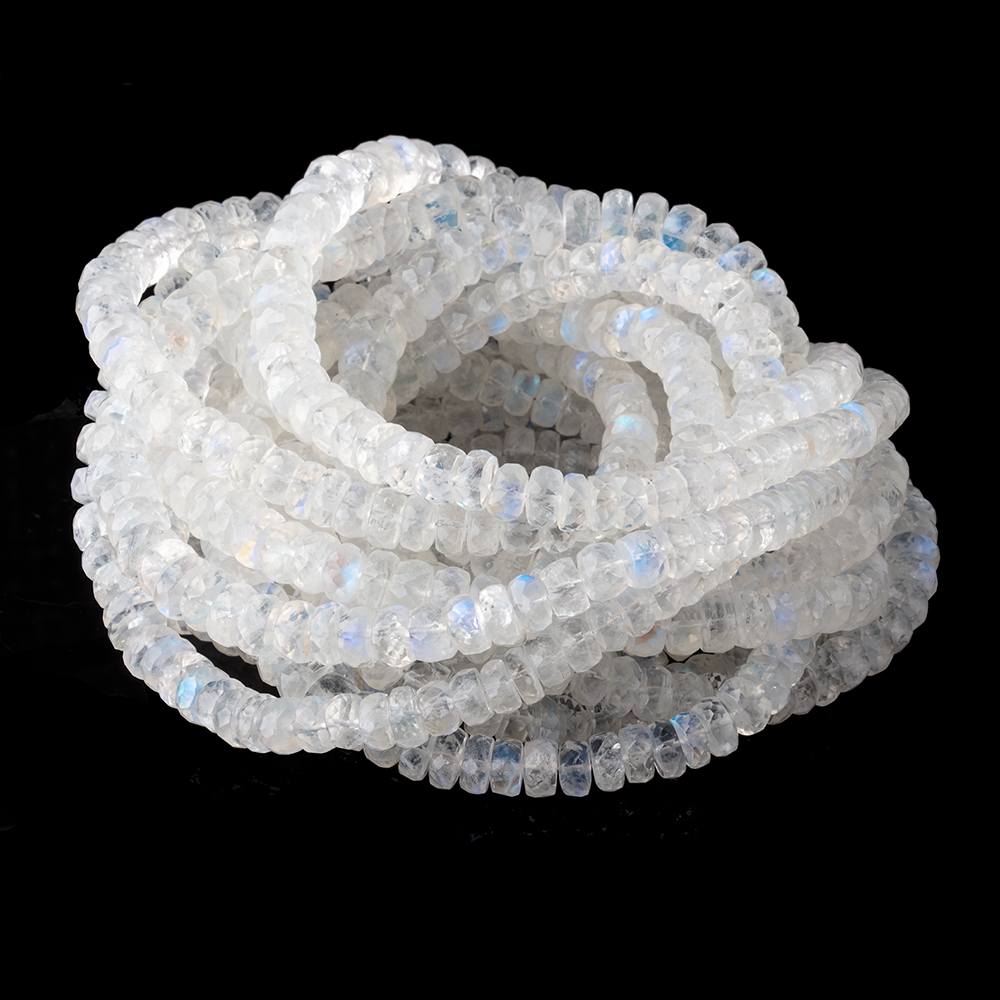 5.5-7mm Rainbow Moonstone Faceted Rondelle Beads 16 inch 112 pieces