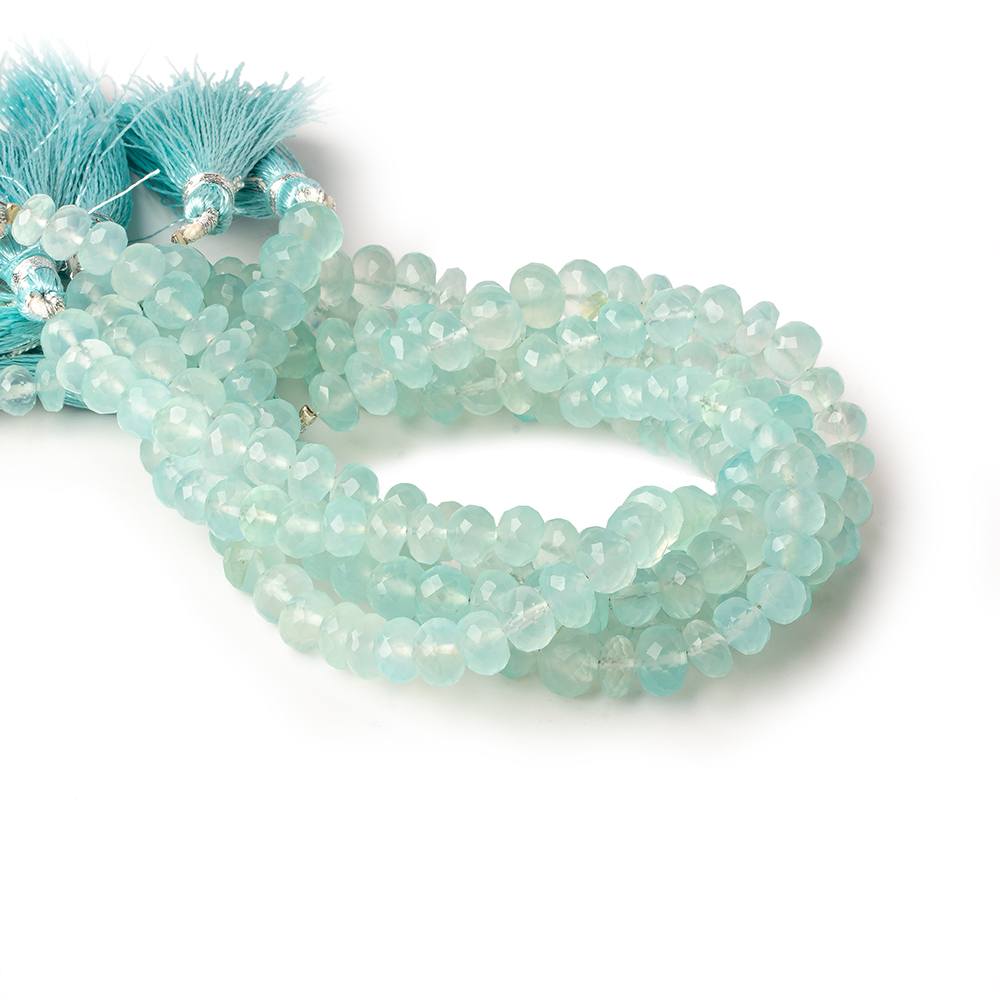 5.5-7mm Seafoam Green Chalcedony faceted rondelles 8 inch 40 beads  AAA