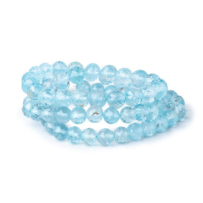 5.5-7mm Sky Blue Topaz Faceted Round Beads 16 inch 69 pieces A