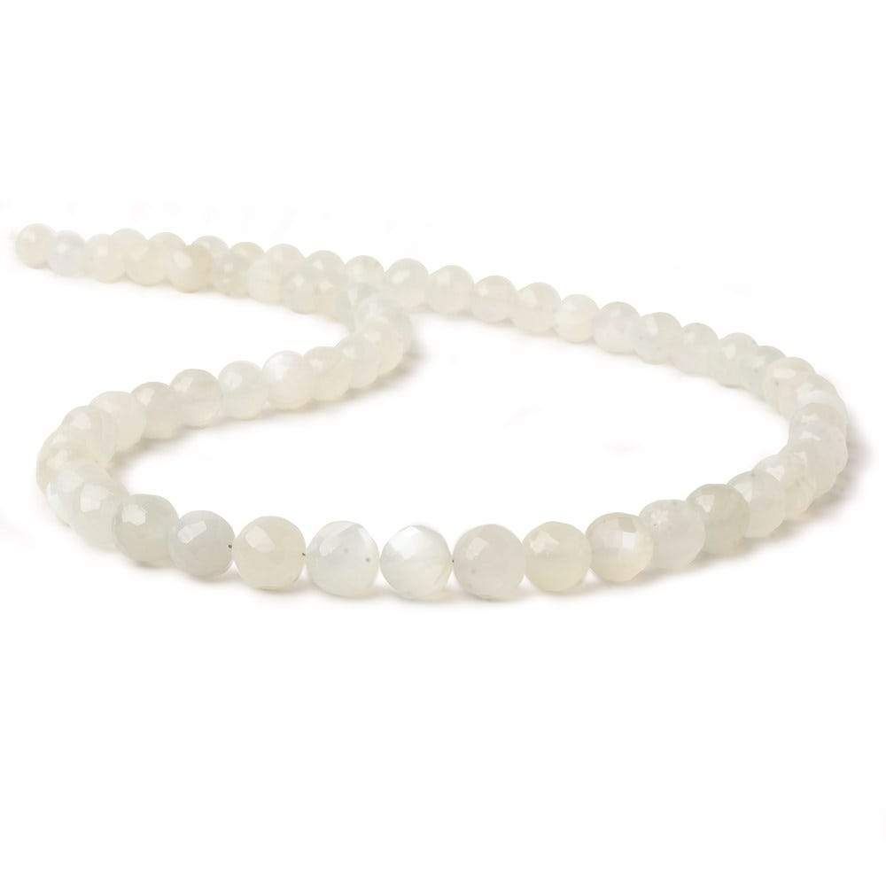 5.5-7mm White Moonstone Faceted Rounds 16 inch 60 beads AAA