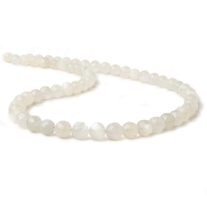 5.5-7mm White Moonstone Faceted Rounds 16 inch 60 beads AAA