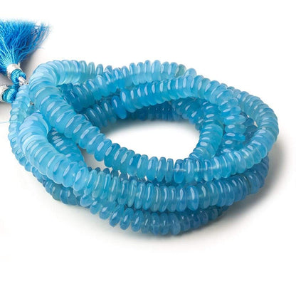 5.5-8mm Tropical Blue Chalcedony Plain Rondelle Beads 16 inch 135 pcs