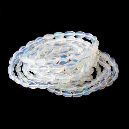 5.5-9.5mm Ethiopian Opal Plain Rice Beads 18 inch 62 pieces AA