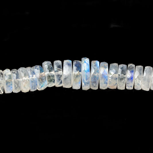5.5mm - 10mm Rainbow Moonstone faceted heshi beads 14 inch 149 pieces AAA