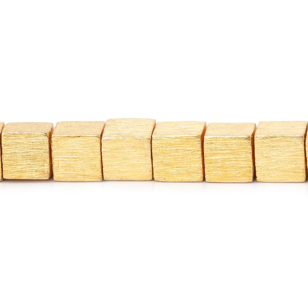 5.5mm 22kt Gold plated Copper Brushed Cube Bead 8 inch 34 pieces