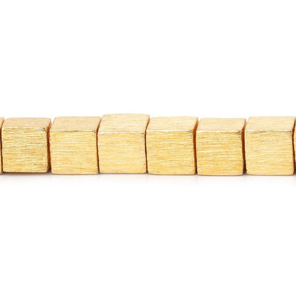5.5mm 22kt Gold plated Copper Brushed Cube Bead 8 inch 34 pieces