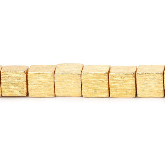 5.5mm 22kt Gold plated Copper Brushed Cube Bead 8 inch 34 pieces