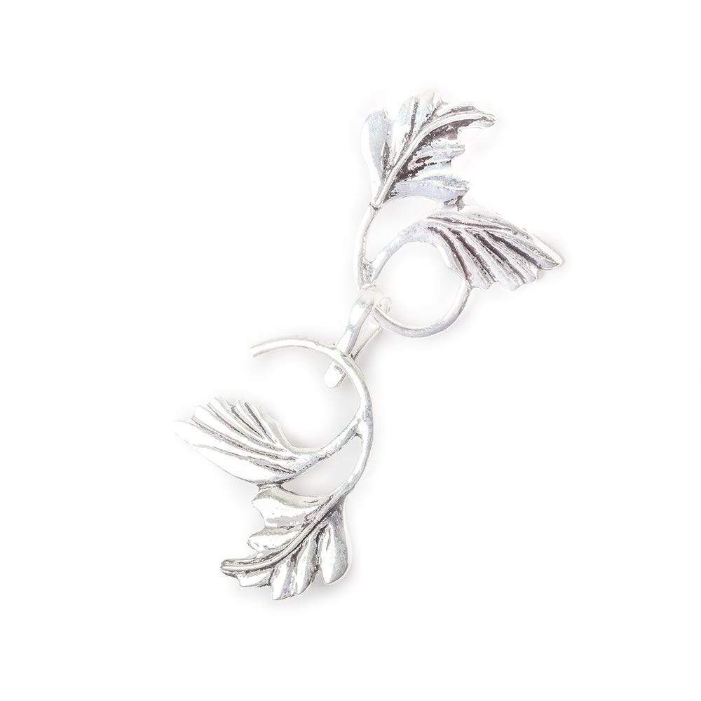 55mm Antiqued Sterling Silver Hook Clasp Icanthus Leaves Design 1 piece