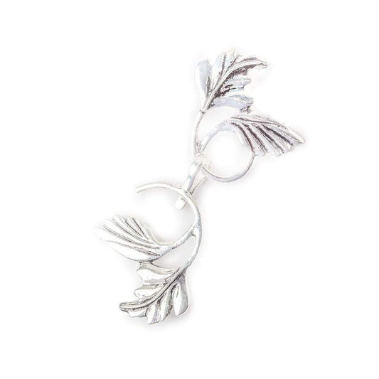 55mm Antiqued Sterling Silver Hook Clasp Icanthus Leaves Design 1 piece