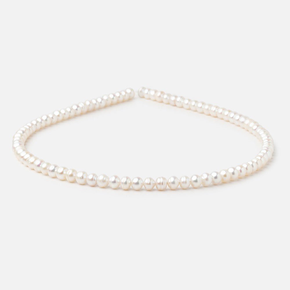 5.5mm Creamy White Ringed Baroque Freshwater Pearls 15 inch 68 Beads