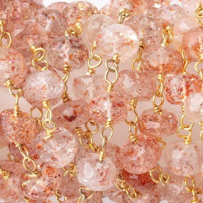 5.5mm Lepidocrocite Faceted Rondelles on Vermeil Chain