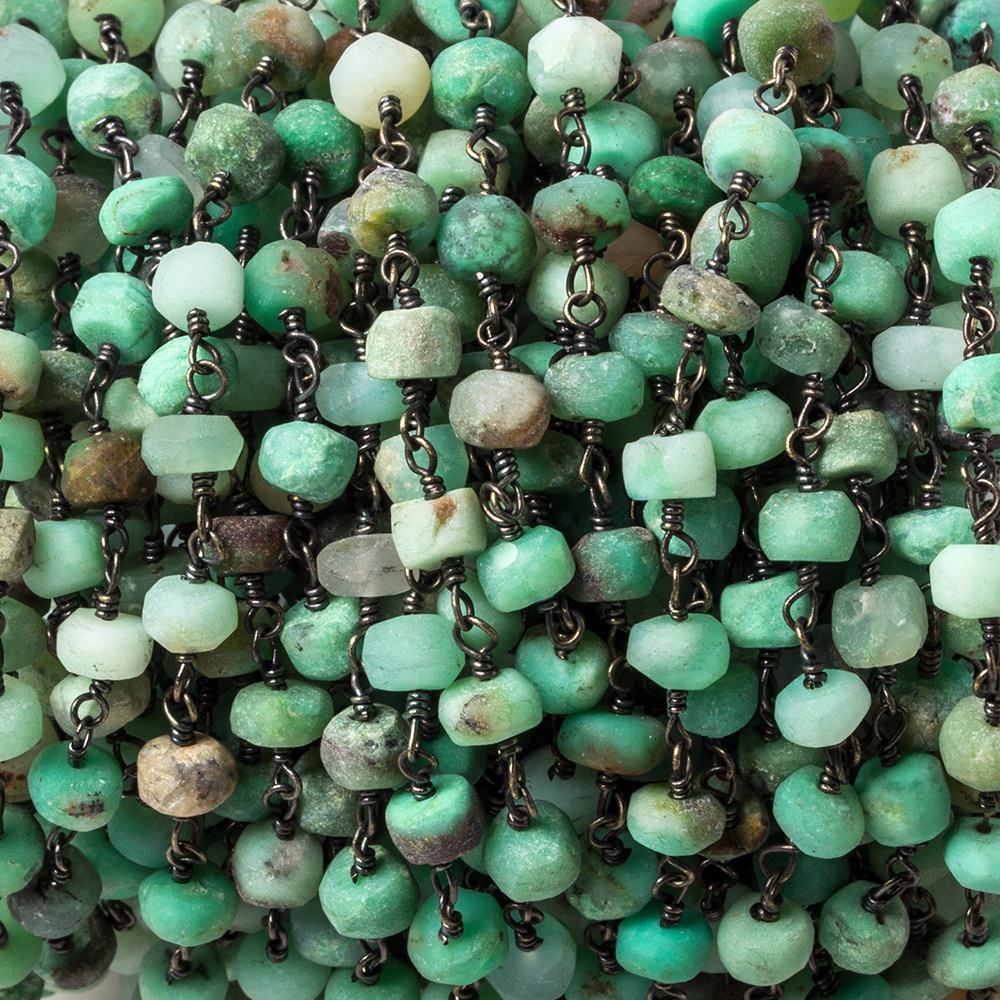 5.5mm Matte Chrysoprase rondelle Black Gold Chain by the foot 31 pieces