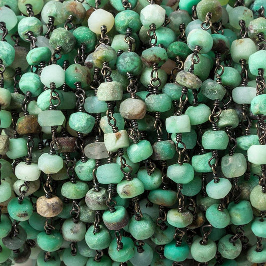 5.5mm Matte Chrysoprase rondelle Black Gold Chain by the foot 31 pieces