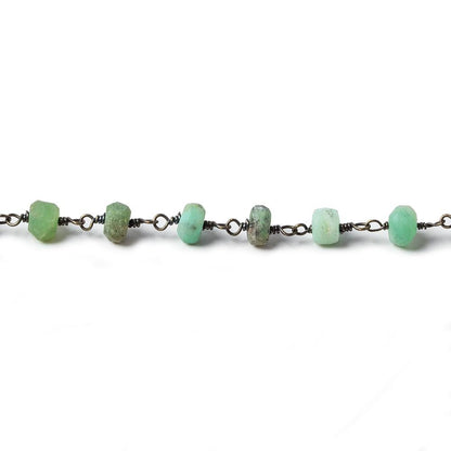 5.5mm Matte Chrysoprase rondelle Black Gold Chain by the foot 31 pieces