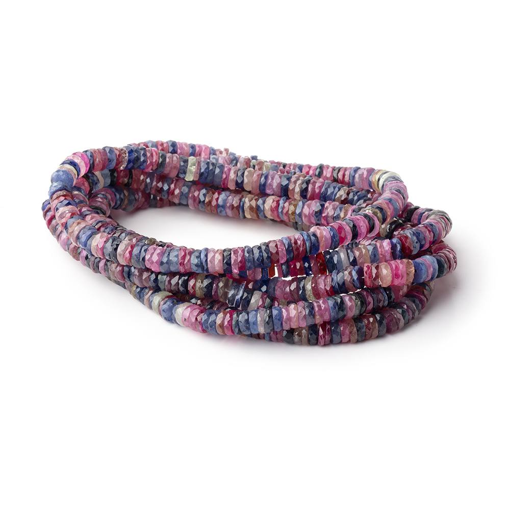 5.2mm Multi Color Madagascar Sapphire Faceted Heishi 16 inch 250 Beads AA