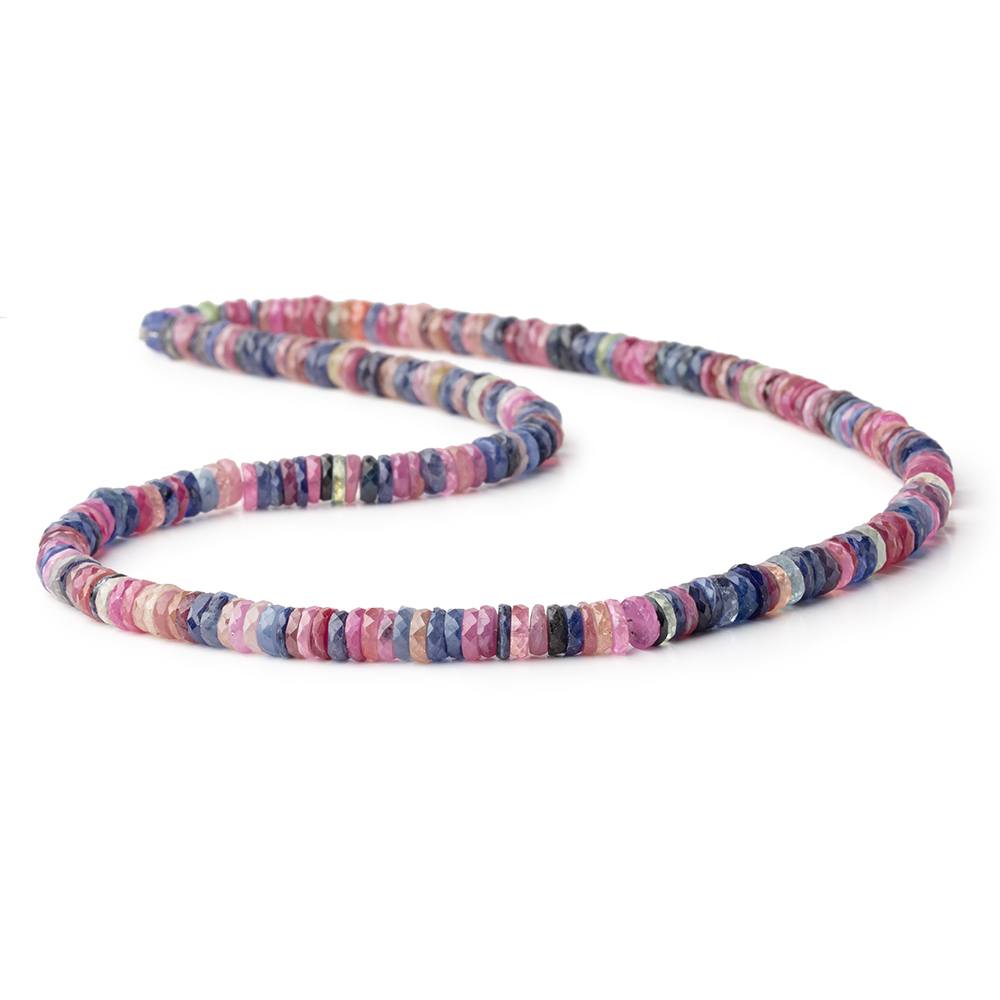 5.2mm Multi Color Madagascar Sapphire Faceted Heishi 16 inch 250 Beads AA