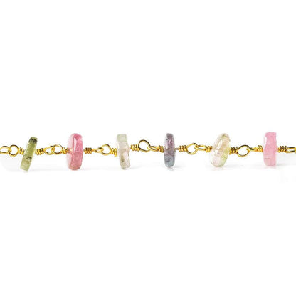 5.5mm Multi Color Tourmaline plain rondelle Vermeil Chain by the foot