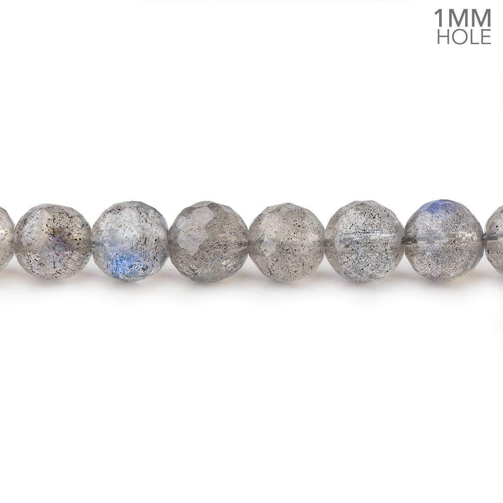 5.5mm Neon Blue flash Labradorite Faceted Rounds 18 inch 88 pieces 1mm Hole
