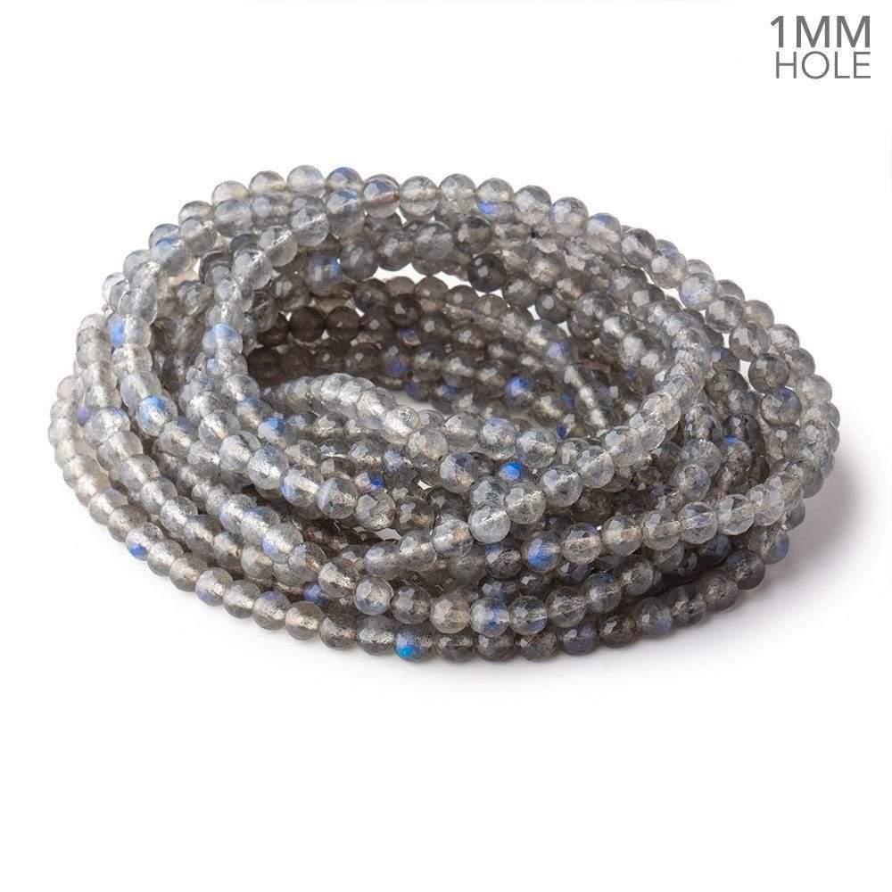 5.5mm Neon Blue flash Labradorite Faceted Rounds 18 inch 88 pieces 1mm Hole