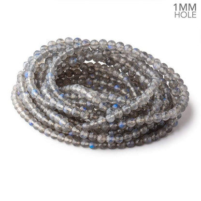 5.5mm Neon Blue flash Labradorite Faceted Rounds 18 inch 88 pieces 1mm Hole