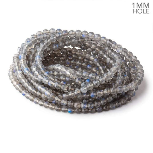 5.5mm Neon Blue flash Labradorite Faceted Rounds 18 inch 88 pieces 1mm Hole