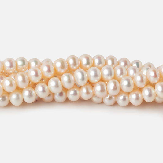 5.5x4mm Cream Side Drilled Off Round Freshwater Pearls 15 inch 85 pieces