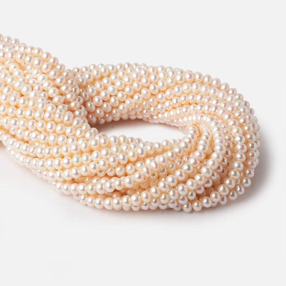 5.5x4mm Cream Side Drilled Off Round Freshwater Pearls 15 inch 85 pieces