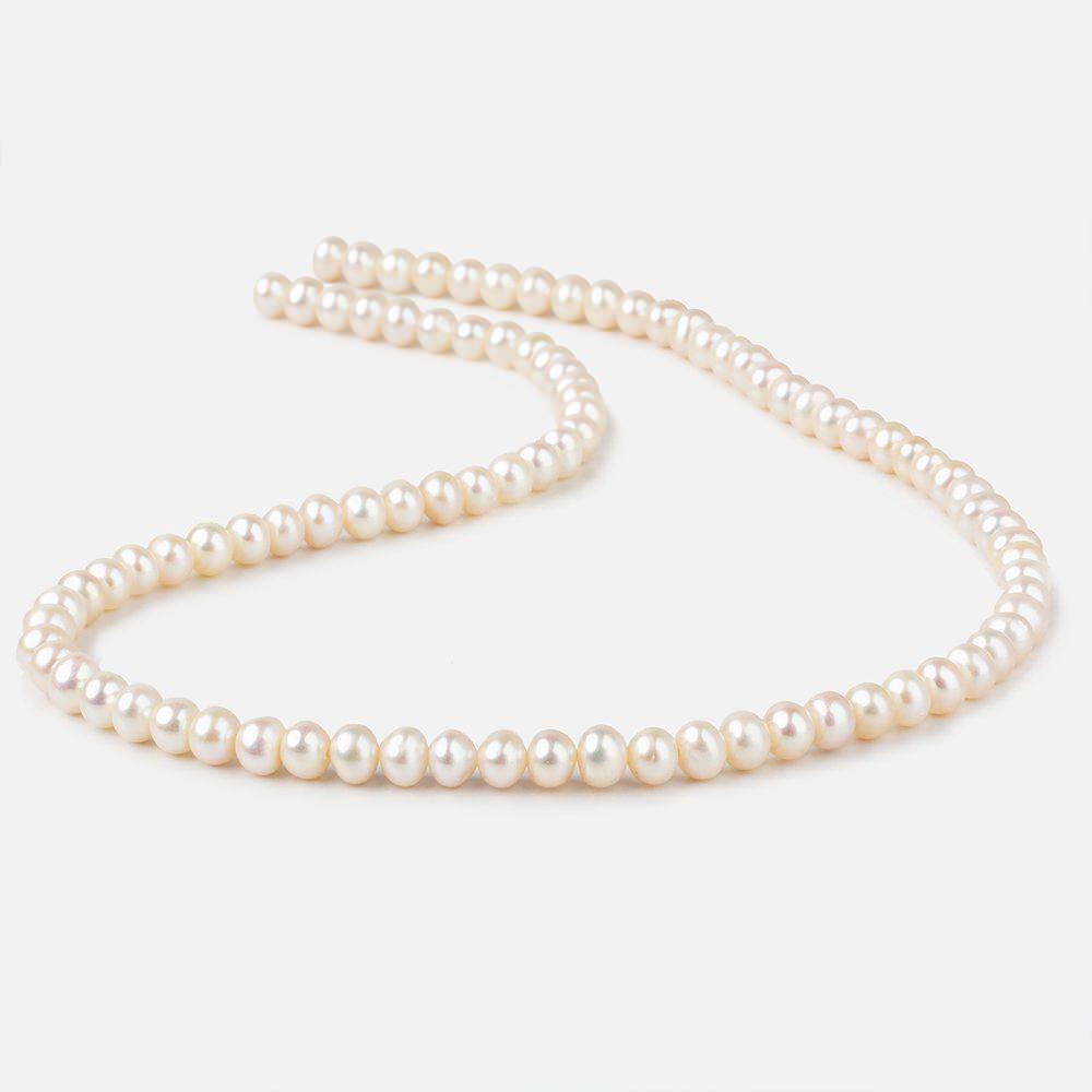 5.5x4mm Cream Side Drilled Off Round Freshwater Pearls 15 inch 85 pieces