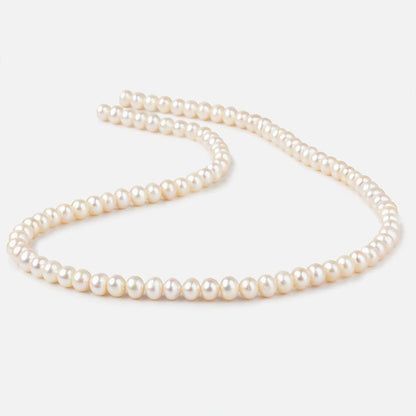 5.5x4mm Cream Side Drilled Off Round Freshwater Pearls 15 inch 85 pieces
